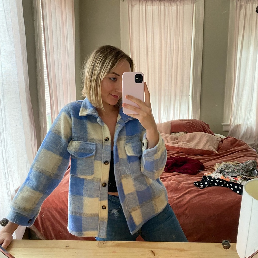 Nasty Gal Baby Blue Shirt Jacket